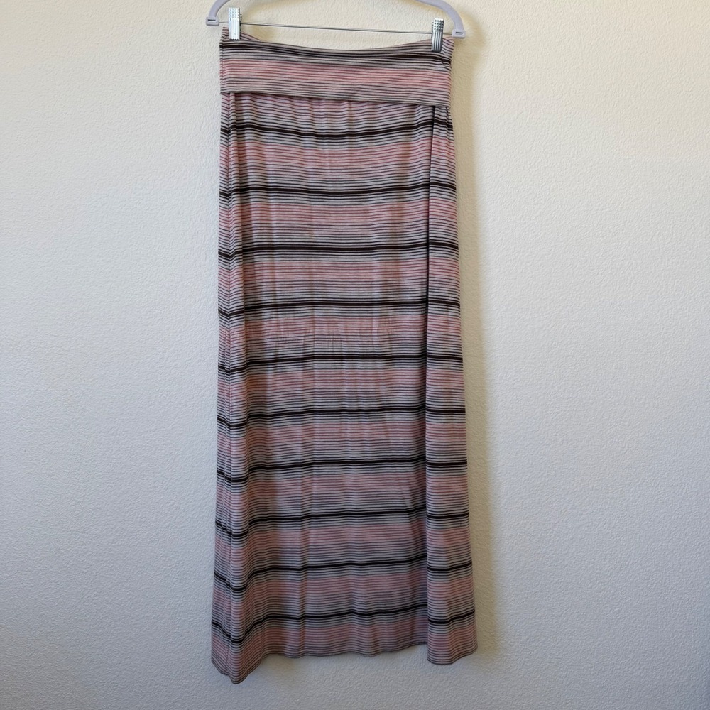 Boho Grunge Striped Maxi‎ Skirt Brown Boho Hippie Stretchy Y2K funky Low Rise